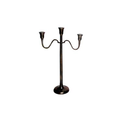 Lg. Cast Aluminum 3-Arm Candle Holder Dark Brown - BROWN-ST - BROWN