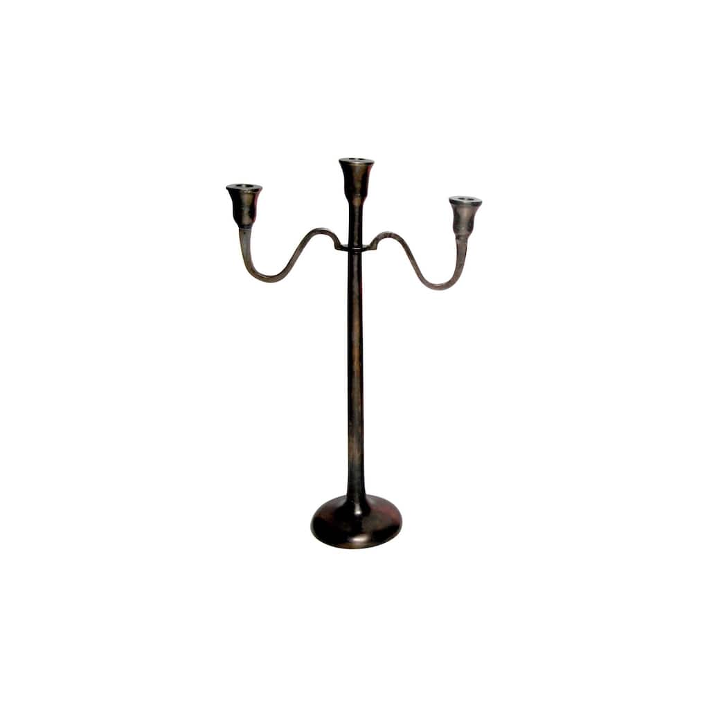 Lg. Cast Aluminum 3-Arm Candle Holder Dark Brown - BROWN-ST - BROWN