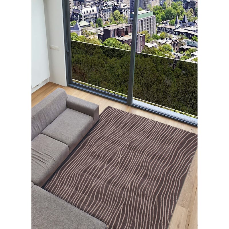 ECARPETGALLERY Hand Tufted Timeless Grey Wool Rug - 6'7 x 8'6