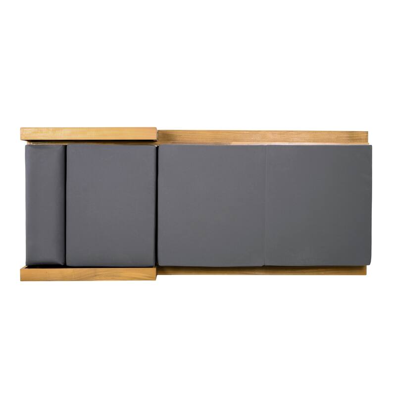 Christopher Knight Home - Modern Outdoor Solid Wood 4-Fold Adjustable Backrest Chaise Lounge with Rope Accents & Foam Cushion