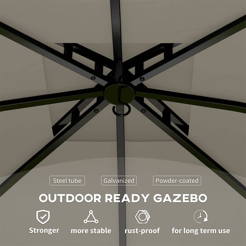 10x10 ft Color-Block Canopy Gazebo with Arched Top Drainage Holes and Translucent Windows - 131.9" L x 131.9" W x 112.2" H