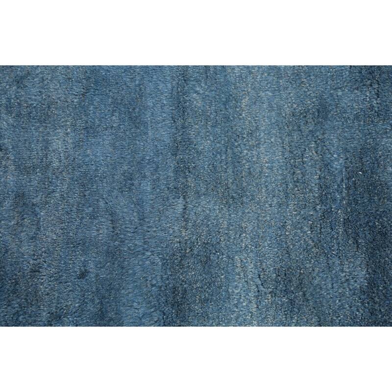 Hand Knotted Oriental 100% Wool Carpet Modern Bordered Navy Blue & Blues Gabbeh Area Rug - 5' 0'' X 3' 11''