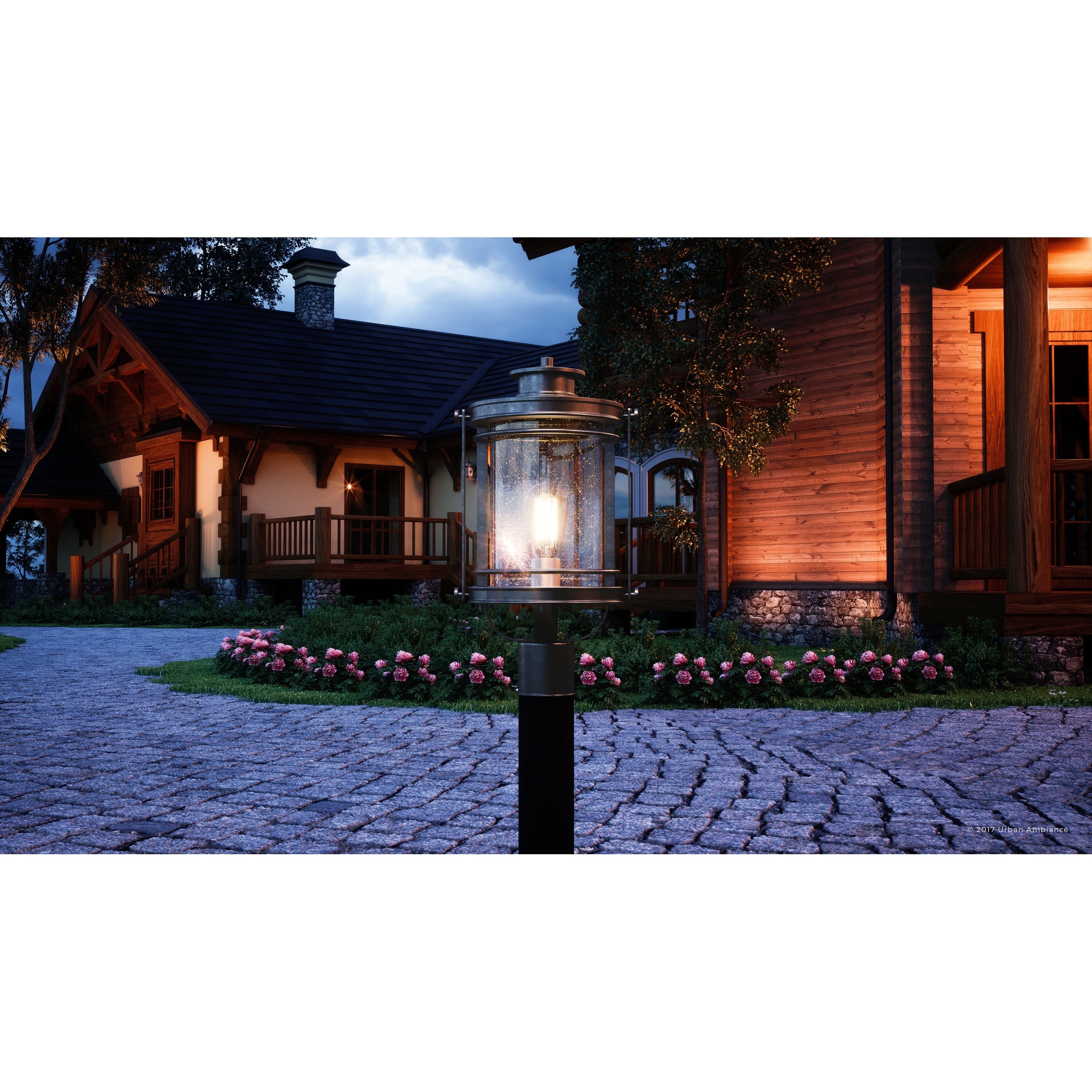 Luxury Midcentury Modern Outdoor Post Light, 19.5H x 10.5W, with Craftsman Style, Black Silk Finish - 19.5 H, 10.5 W, 10.5 Dep BWQ1010
