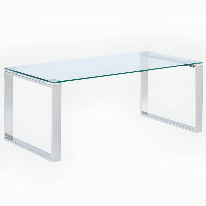 Gen Condo Glass Large Coffee Table Sleek Design - Silver