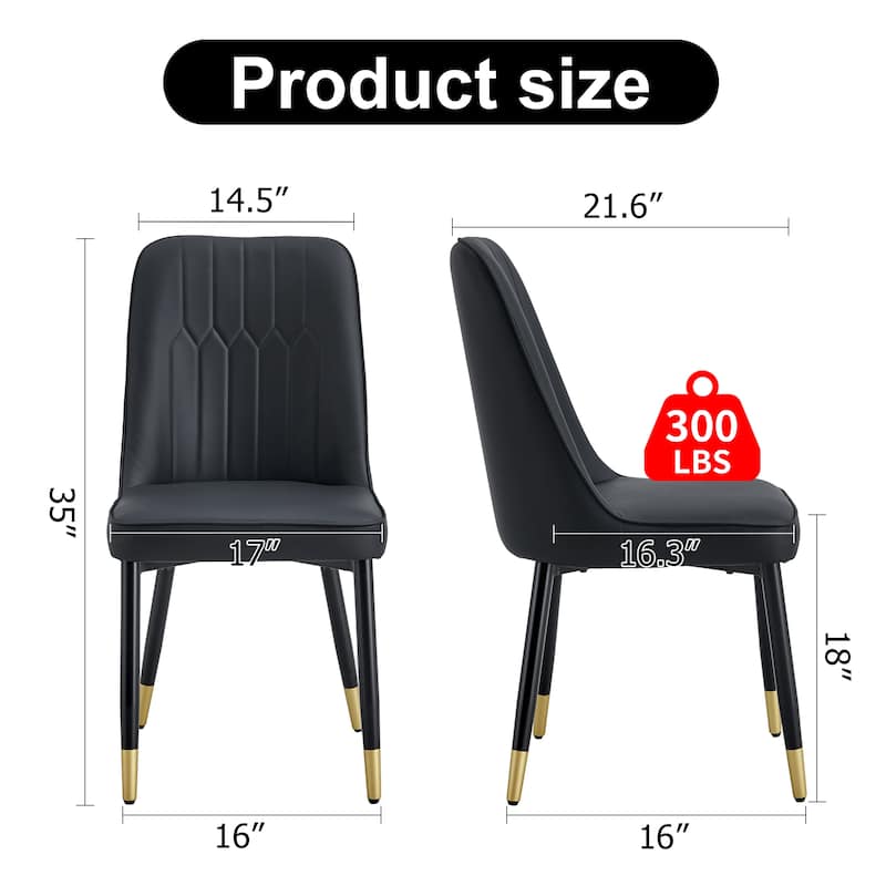 Set of 4 Modern PU Upholstered Dining Chairs with Metal Legs