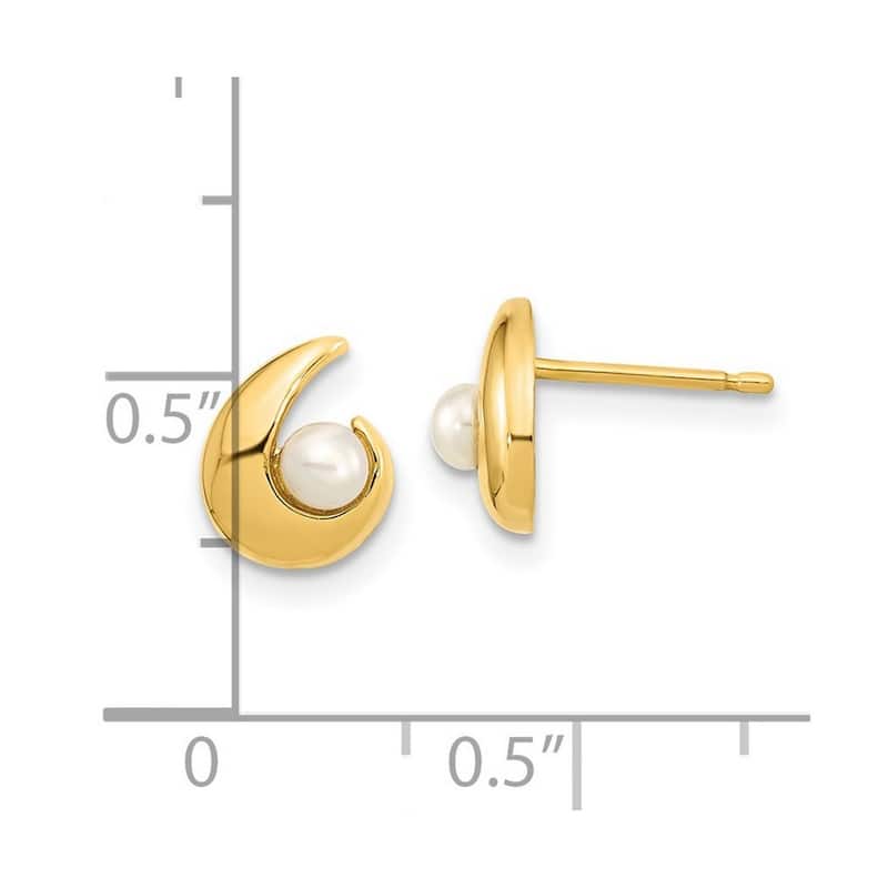 Curata 14k Yellow Gold Freshwater Cultured Pearl Post Earrings 9.1x6.29mm