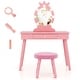 preview thumbnail 3 of 28, Kids Vanity Table Set with Lighted Mirror and Storage Drawer - 27.5” L x 13.5” W x 39” H