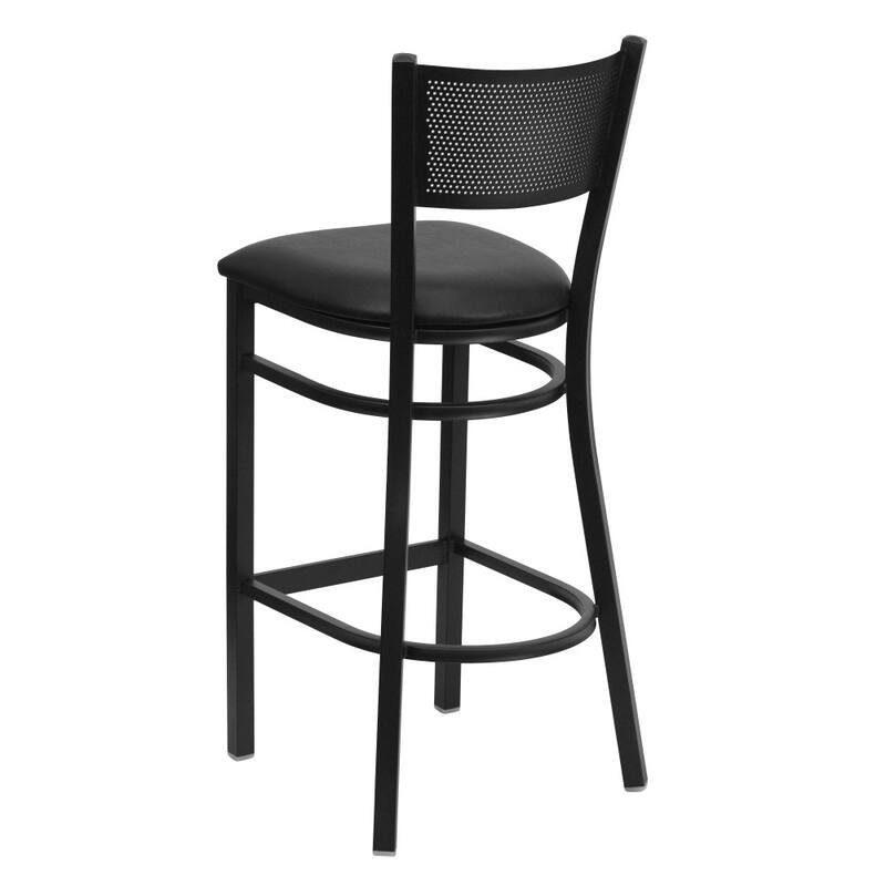 Grid Back Metal Restaurant Barstool - 19"W x 19.5"D x 42.25"H