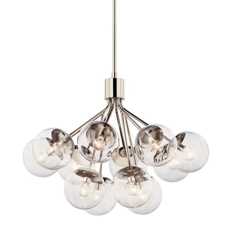 Kichler 52701CLR Silvarious 12 Light 30" Wide Chandelier with Clear - Polished Nickel