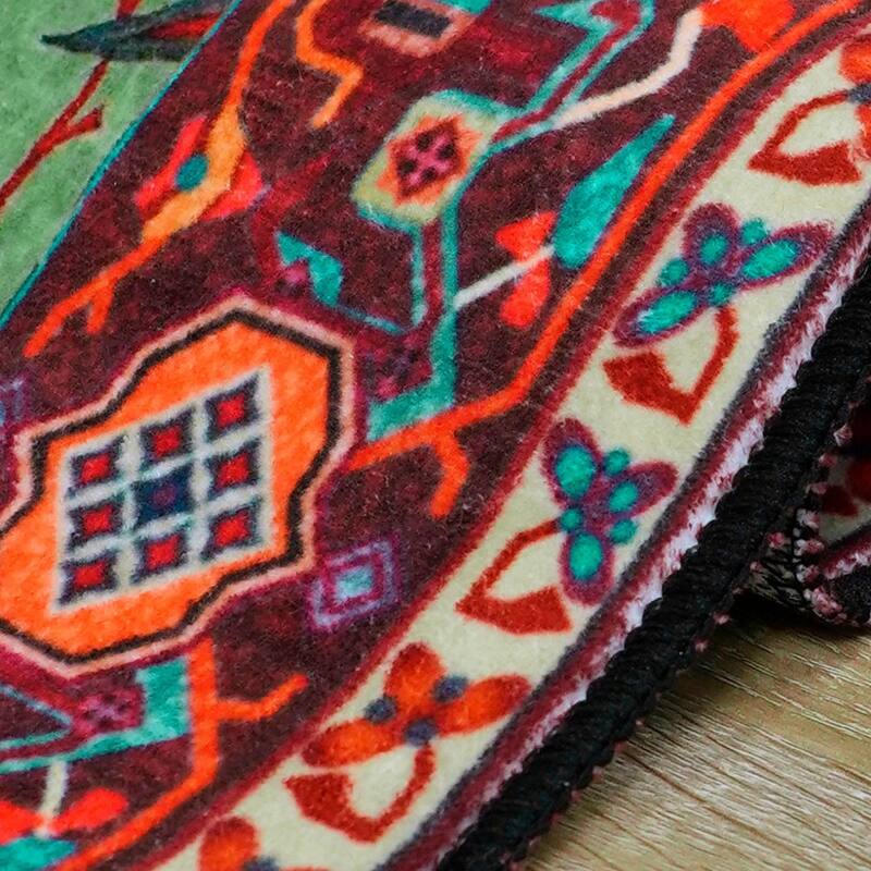 Rustic Chic Abstract Indoor Rug Anti-slip & Washable Green