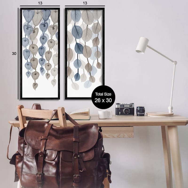 Stupell Neutral Opaque Cascading Leaves Framed Giclee Art Design by Albert Koetsier (Set of 2)