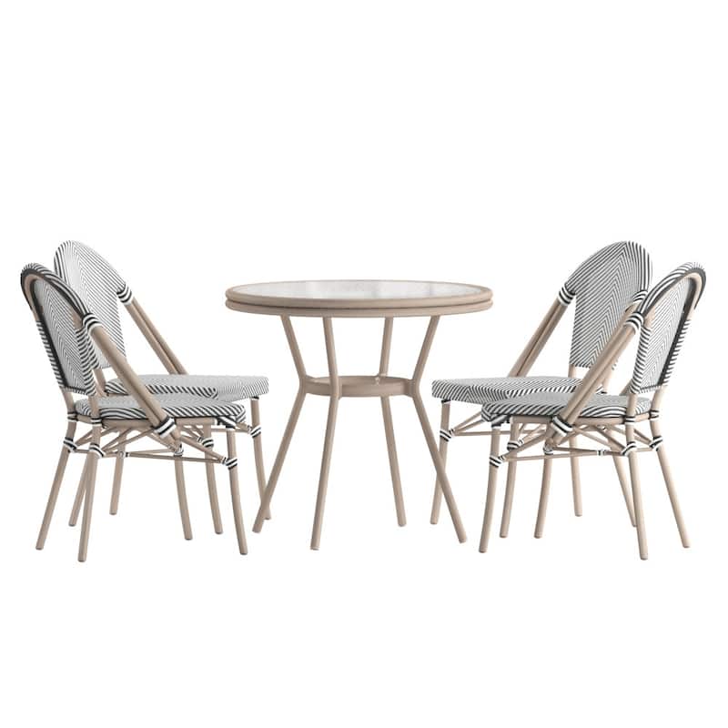 Indoor/Outdoor Commercial Bistro Set with Table and Four Chairs