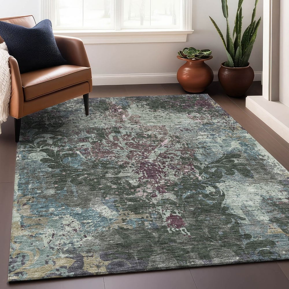 Premium Washable Super Soft Traditional Damask Mayfield Rug