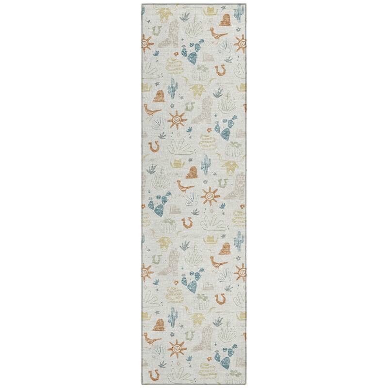 Machine Washable Indoor/ Outdoor Cowboy Ranch Chantille Rug