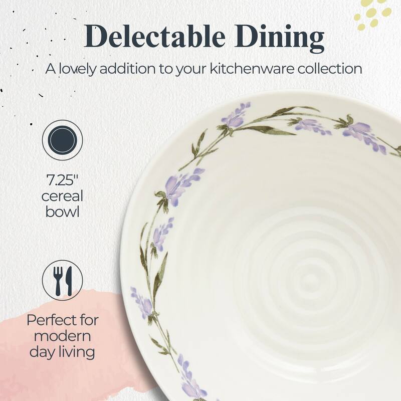 Portmeirion Set of 4 Sophie Conran Lavandula Cereal Bowls - 7.5-Inch
