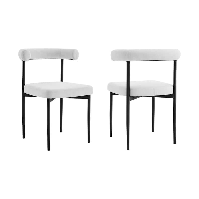 HomeRoots Set of Two Gray And Black Upholstered Polyester Open Back Dining Side Chairs