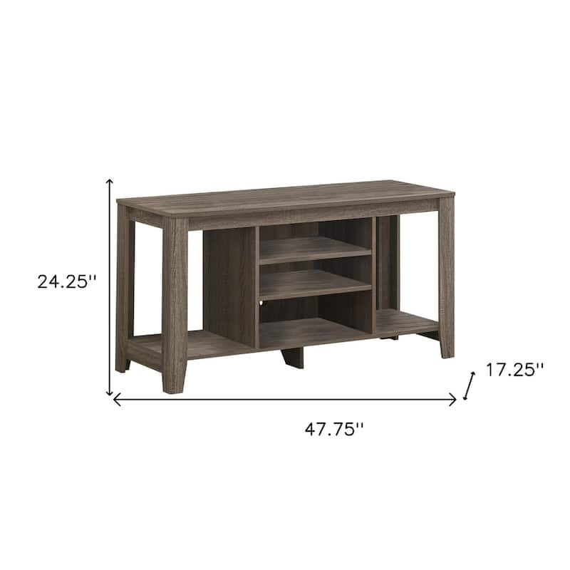 HomeRoots 48" Taupe Wood Open Shelving TV Stand - n/a