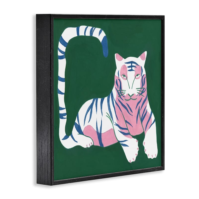 Stupell Modern Tiger with Curved Tail Framed Giclee Art Design By Melissa Wang