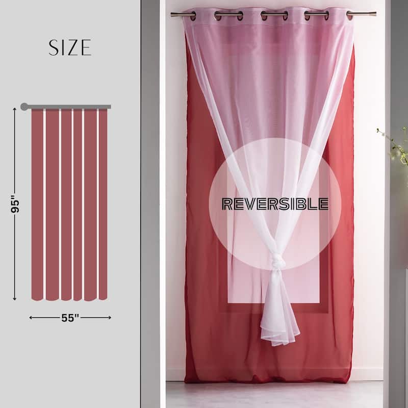 Double Layer Window Extra Wide Curtain Drape Elegant Two-Tone Sheer Curtain