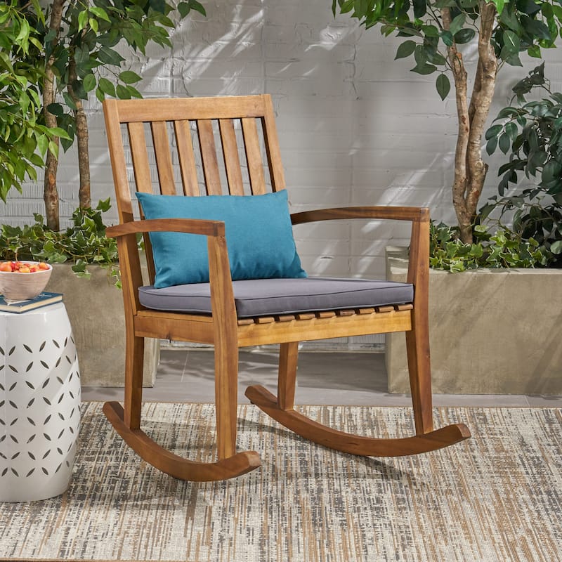 French Country Patio Wooden Rocking Chairs for Gardens, Balcony & Backyard Lounge Chairs - Natural