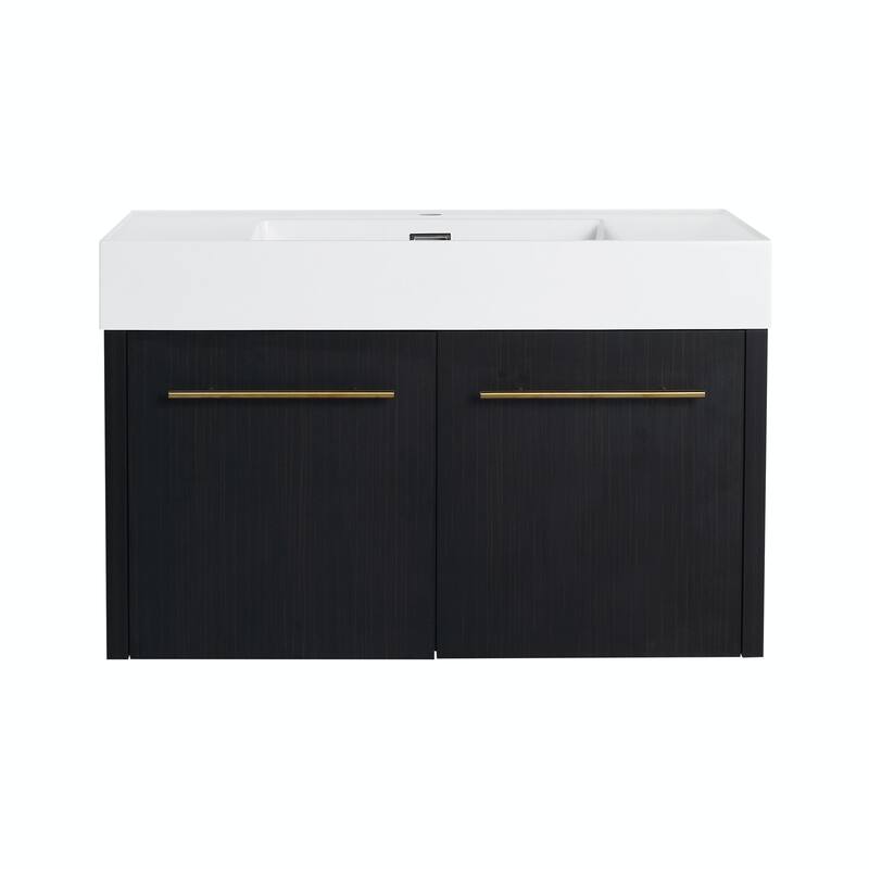 Wall-Mounted Bathroom Vanity with Thick-Edged Resin Basin Sink