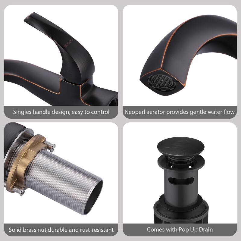 WOWOW Single Handle Gooseneck Bathroom Faucet with Deckplate Included