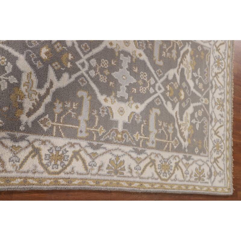 Transitional Green Oushak Oriental Area Rug Handmade Wool Carpet - 3'11"x 5'11"