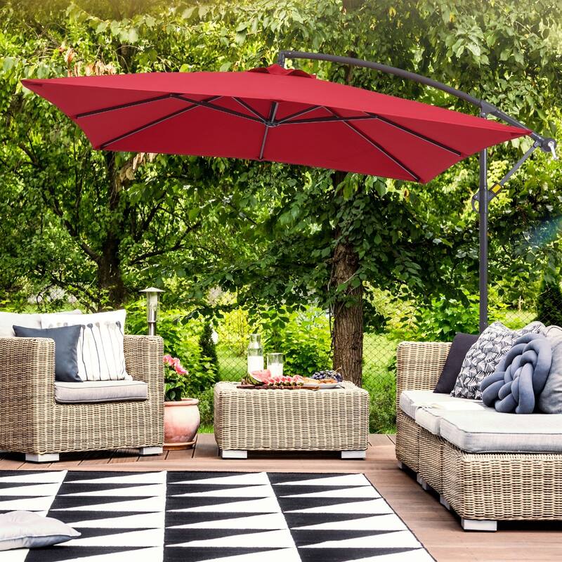 Bonosuki 8.2 x 8.2Ft Patio Offset Umbrella w/ Weighted Base