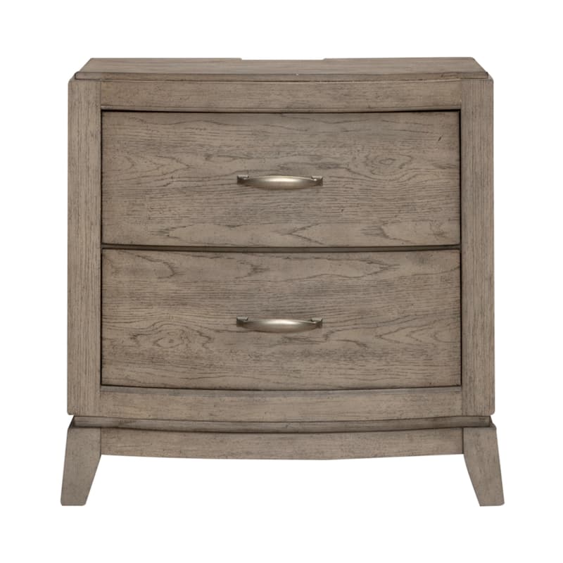 Avalon Burnished Beige Oak King Upholstered Storage Bed Bedroom Set
