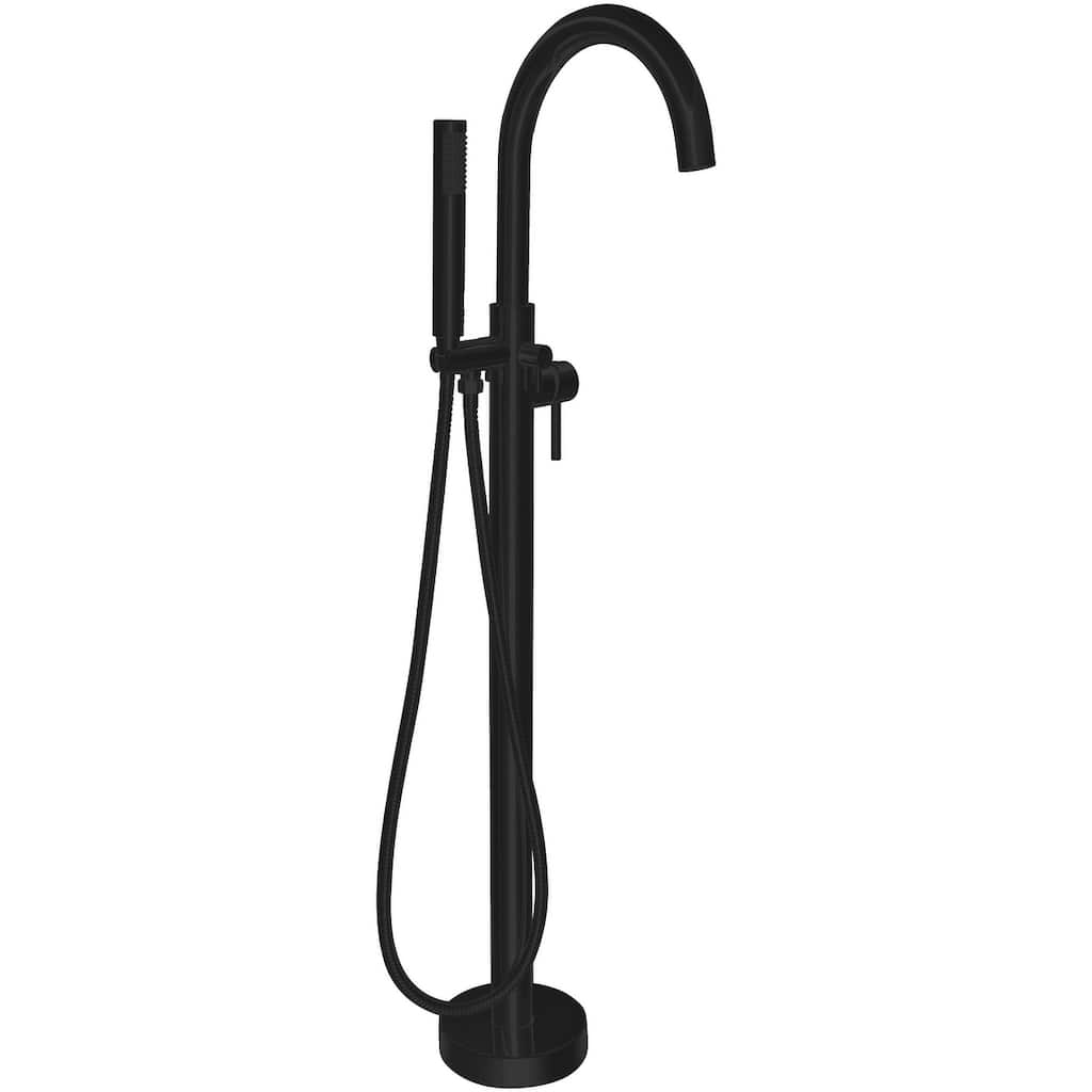 ANZZI Coral 2-Handle Freestanding Claw Foot Tub Faucet with Hand Shower in Matte Black