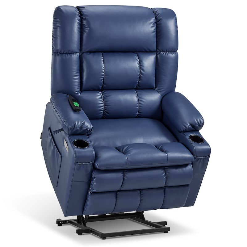 MCombo Dual Motor Power Lift Recliner Chair with Massage and Heat for Big People, Faux Leather R7891 (Large-Wide)