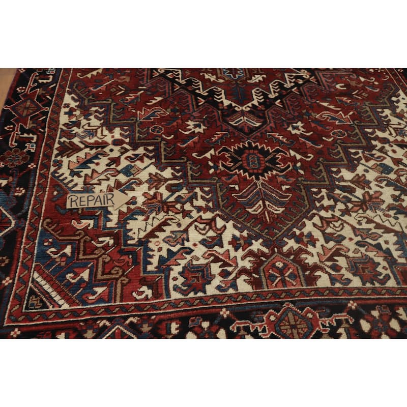 Hand Knotted Oriental 100% Wool Carpet Traditional Medallion Red Heriz Area Rug - 10' 1'' X 7' 1''