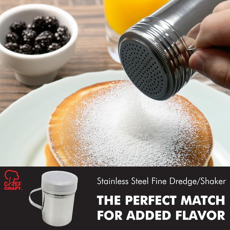 Chef Craft Stainless Steel Fine Dredge Shaker with Small Holes and Lid