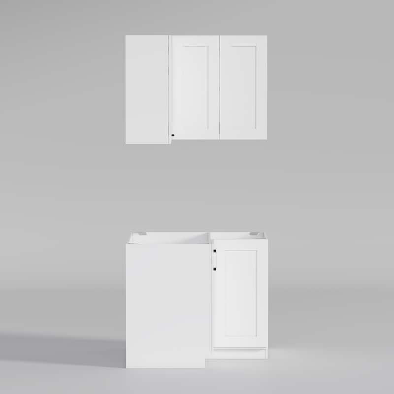 Modular White Kitchen Cabinet Set Customizable Base and Wall Cabinets Pantry Storage and DIY Countertop Design(Without desktop)