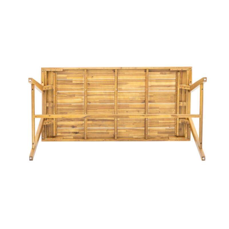 Christopher Knight Home - Maris 5-Piece Outdoor Acacia Wood Swivel Dining Set with 70.75" Rectangular Slat Table and Cushions