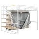 preview thumbnail 16 of 16, 70"High Full Size Metal Loft Bed with Large Wardrobe and Storage Staircase,White