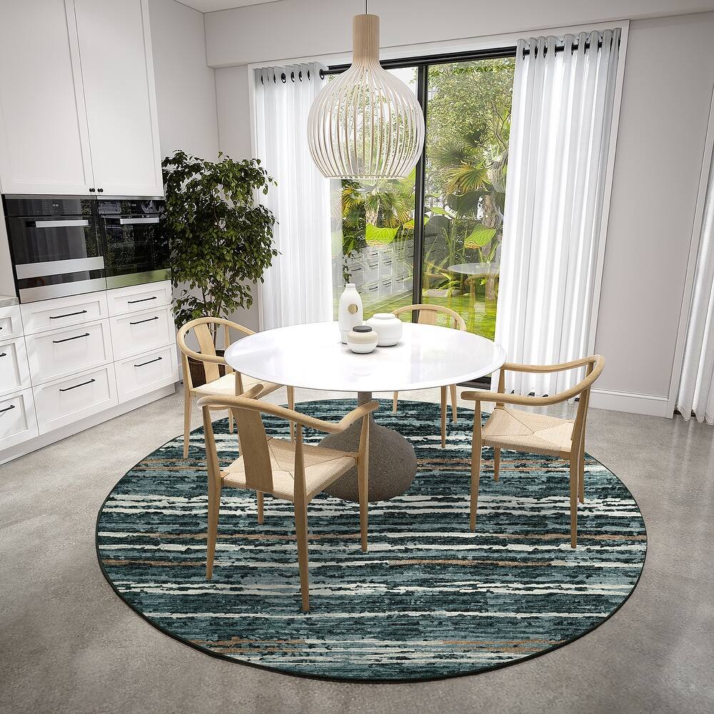 Indoor/ Outdoor Bravado Abstract Striped Baja Washable Area Rug