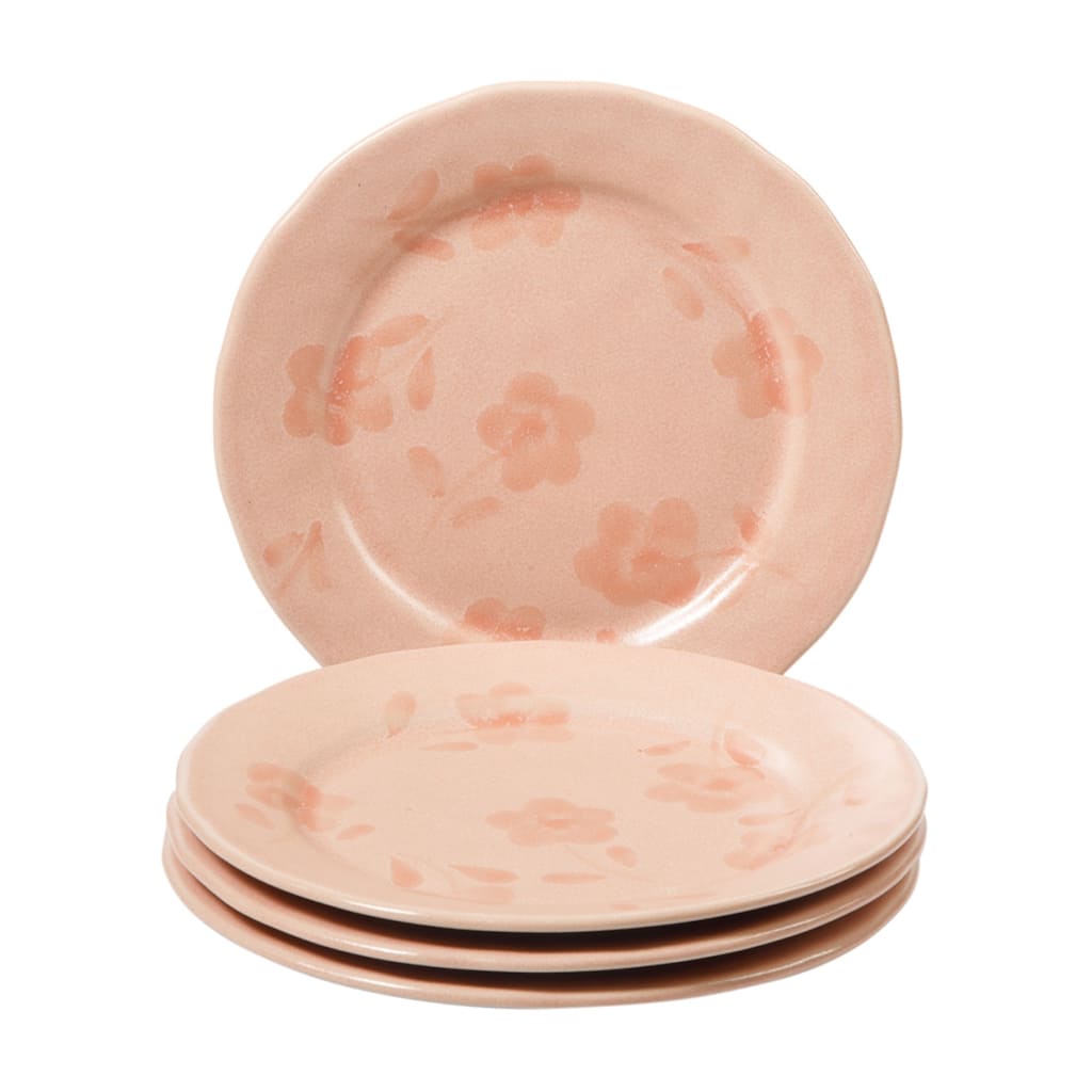 Bloomhouse Hand Painted 8.6 Inch Salad Plates Set of 4 Porto Petals Floral Dessert Plates