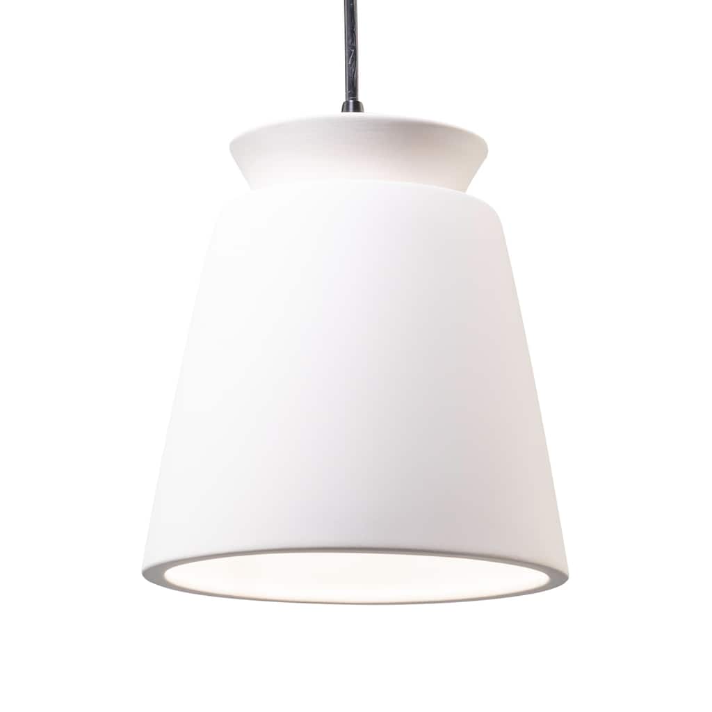 Justice Design Group Radiance Matte Black Trapezoid Small Ceramic Pendant with Bisque Shade