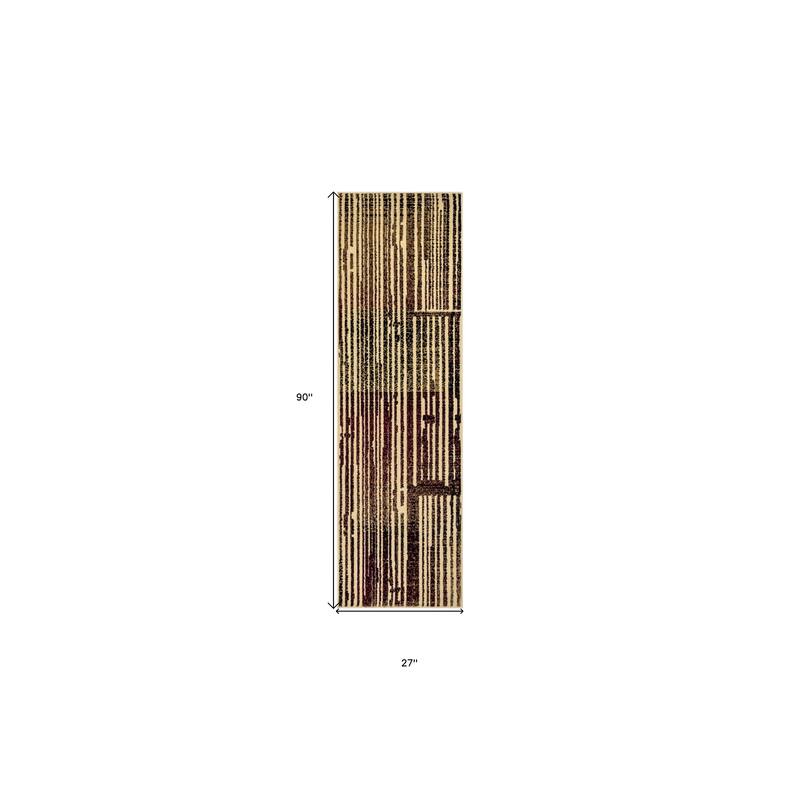 Ludih Power Loomed Abstract Traditional Modern Non Skid Stain Resistant Area Rug By HomeRoots - 90' X '27' X '0.5