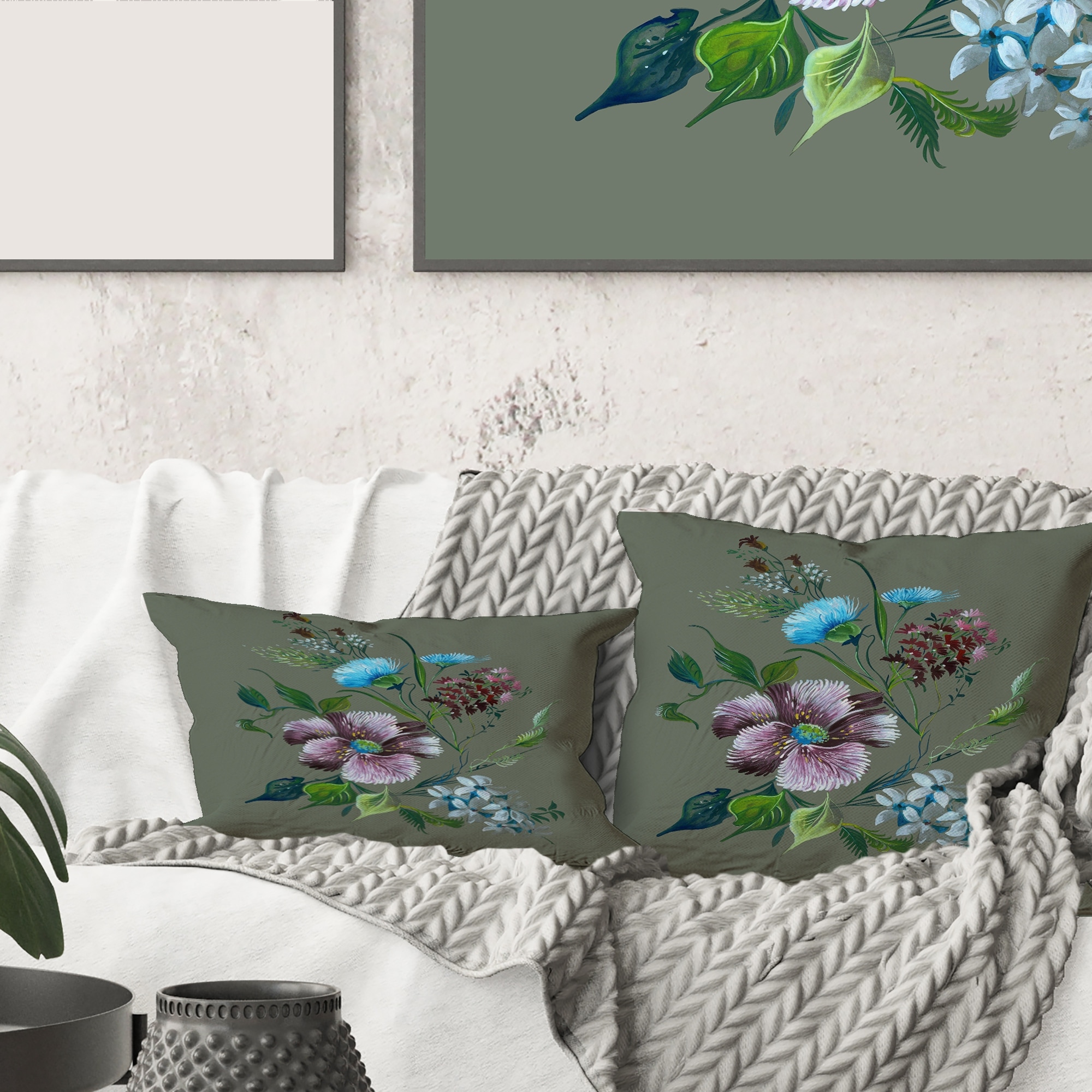 Multi-colored Spring Floral Throw Pillow (18x18) - The Pillow