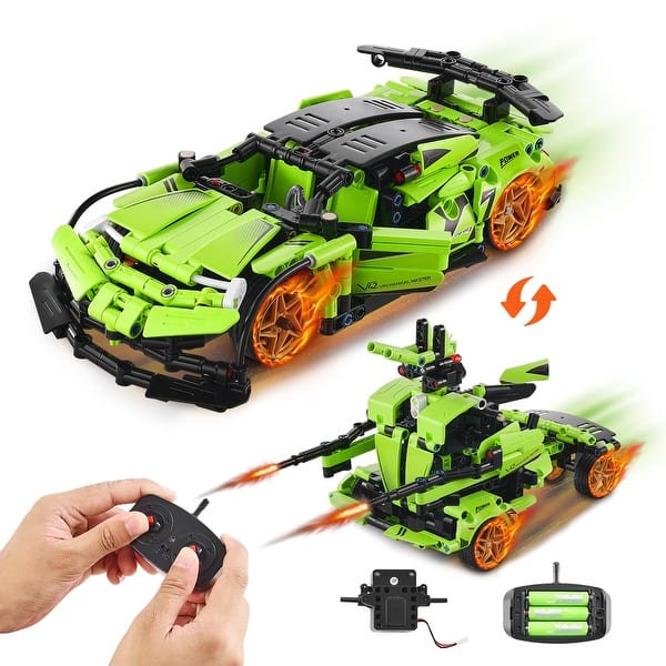 slide 2 of 14, STEM Building Toys for Kids, Remote Control Car Building Kits Remote & APP Controlled Car/Robot, RC STEM Robots 2-in-1 461 PCS Blocks