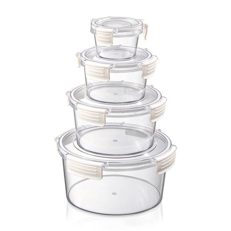Sorbus BPA-Free Food Storage Container Set, Stackable & Nestable Plastic Containers with Snap-On Lids - Clear - 4 Pieces Round
