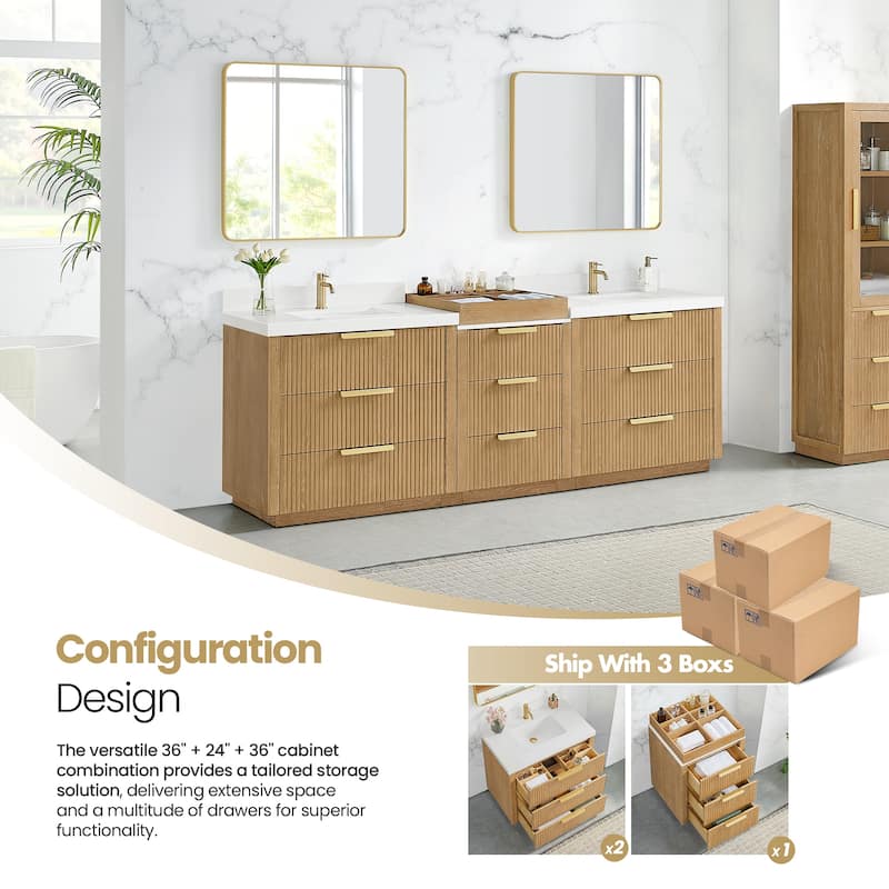 Santarem Double Vanity with Pure White Quartz Stone Top without Mirror