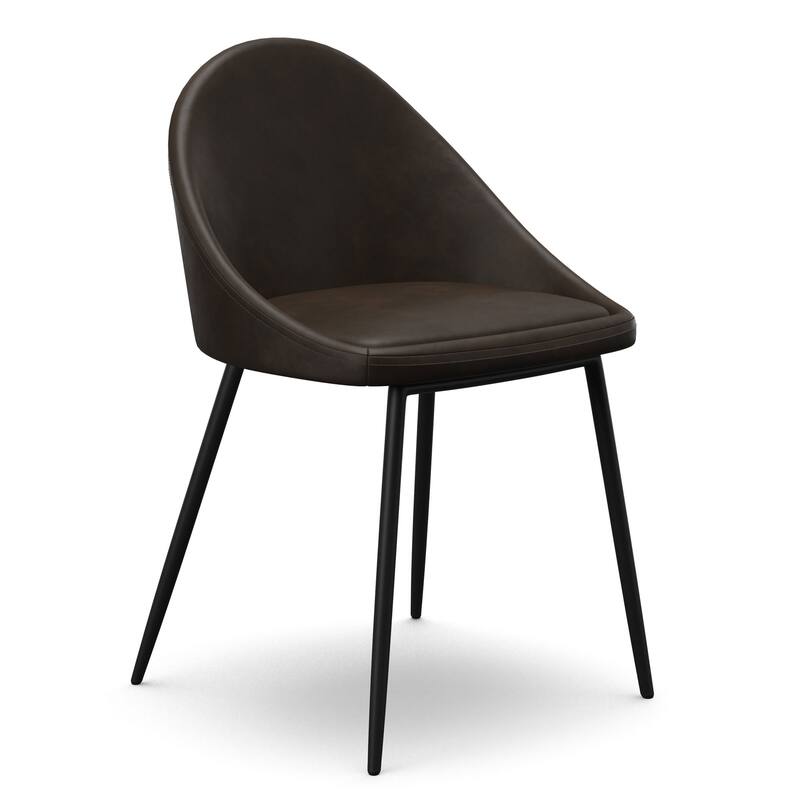 Marco Vegan Leather Chairs Black Legs (Set of 2) - Tobacco
