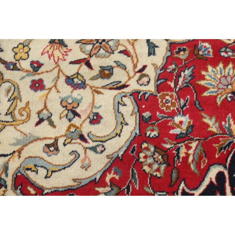 Hand Knotted Oriental 100% Wool Carpet Traditional Floral Beige & Ivories Tabriz Area Rug - 9' 10'' X 6' 5''