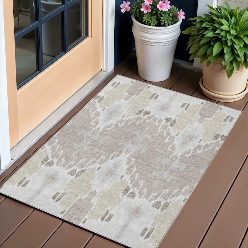 HomeRoots Ikat Transitional Rectangle Outdoor Rug - 3' x 5'