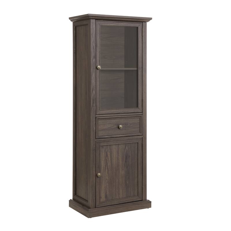 GDF Studio - Modern Tall Storage Cabinet with Drawer and Glass Doors.