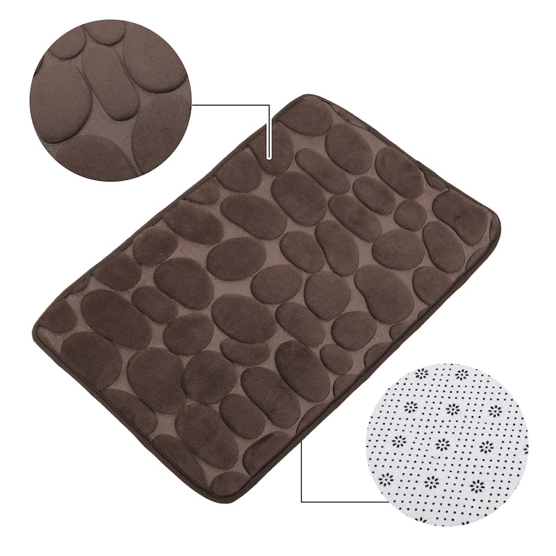 Non-Slip Bathroom Rugs, Polyester Bath Mat, Machine Washable Brown Cobblestone Pattern 23.62"x15.75"