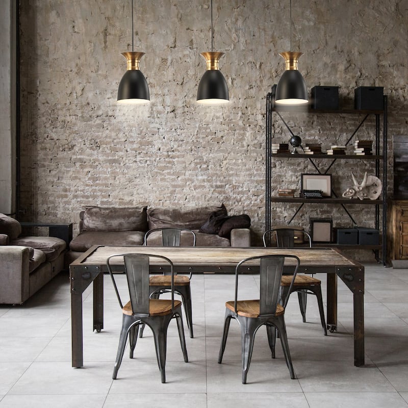 Edison Linear Metal LED Cluster Pendant, Black/Gold by JONATHAN Y
